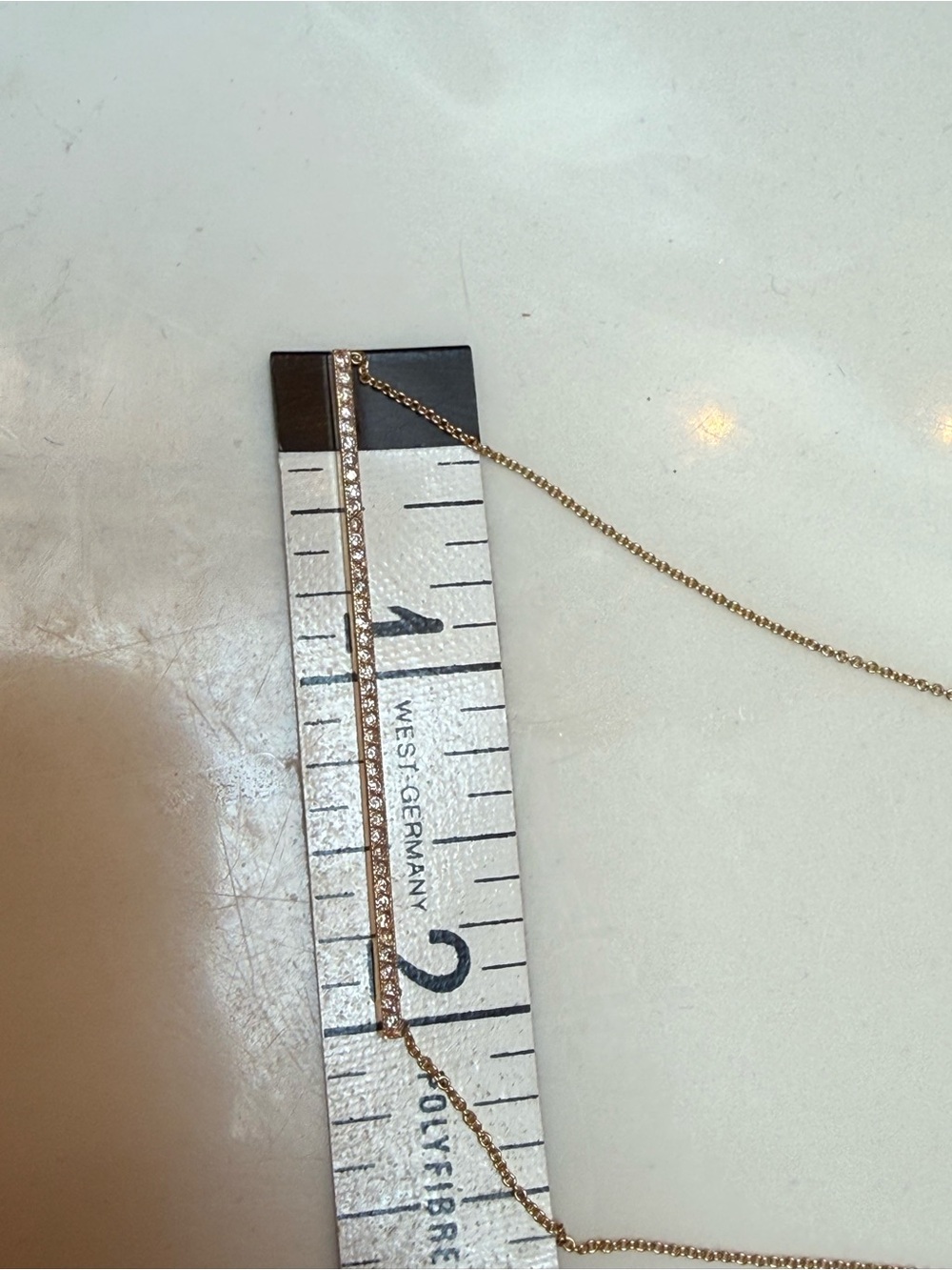 Zoe Chicco 14k gold and 2” pave diamond bar necklace 18”. - Picture 5 of 8